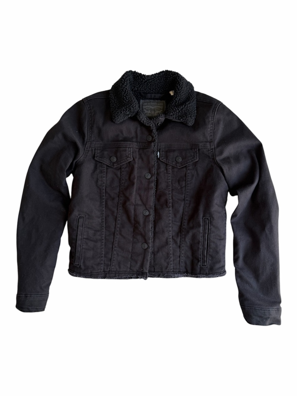 Levi's Original Denim Black Trucker Sherpa Jacket XS